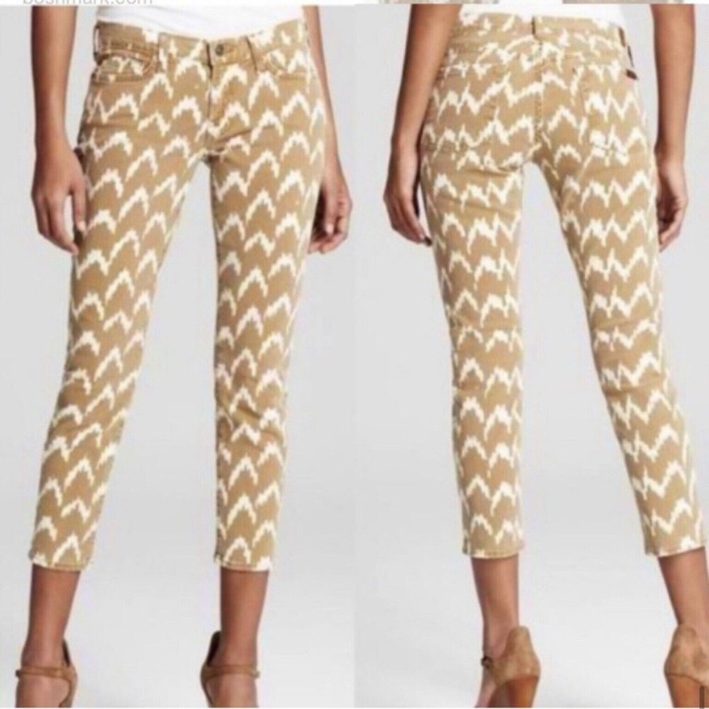 7 For All Mankind Jeans Women’s Sz 26 Cropped Skinny Stretch Chevron Pattern